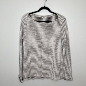 Lord & Taylor Women Gray Long Sleeve Striped Sweatshirt Sweater Size Large